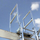 Fixed Ladder with a step off platform and guardrails