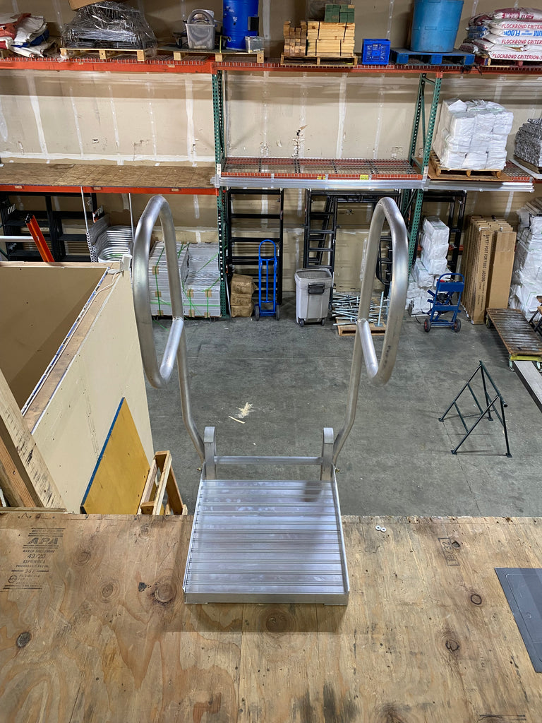 Ladder Walk Through Rails ALACCBP - Aluminum ladder with step through handrails and platform ...